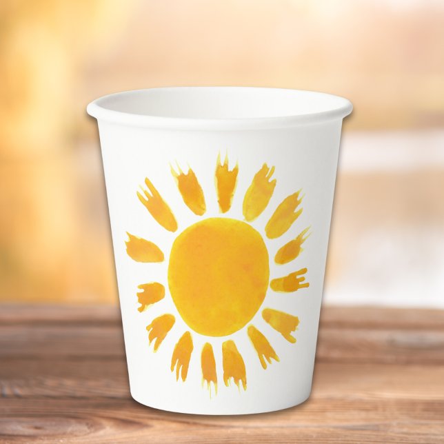 Gobelets En Papier Jaune Sun fête d'anniversaire (Créateur téléchargé)