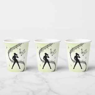Gobelets En Papier Jazz Dance Green Music Tasses Papier