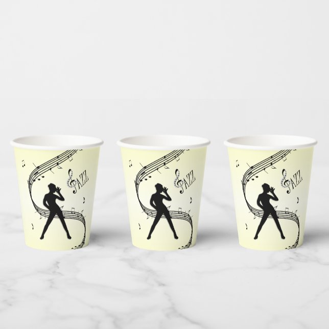 Gobelets En Papier Jazz Dance Musique Jaune Tasses Papier (Multi)