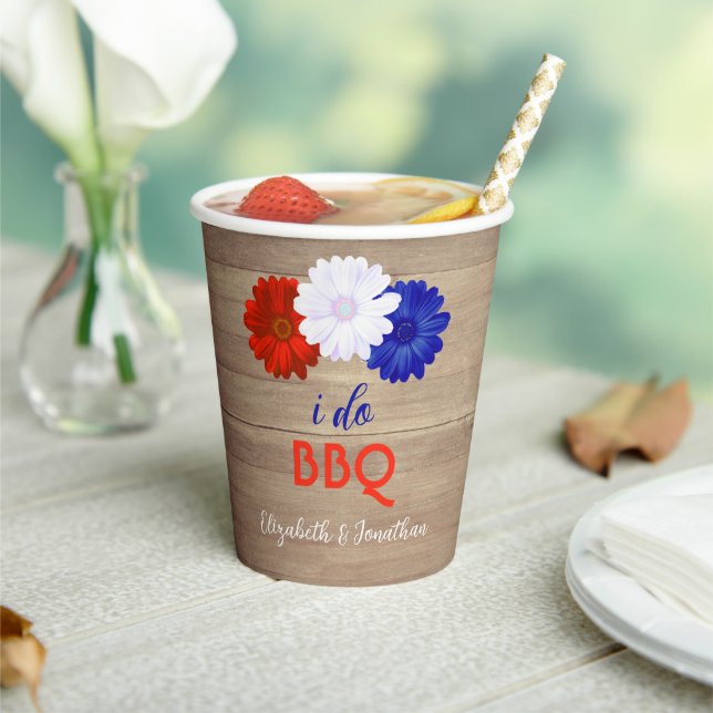 Gobelets En Papier Je fais BBQ Patriotique Floral (Insitu)