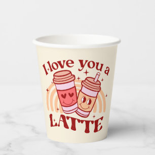 Gobelets En Papier Je T'Aime Un Latte   Pun Coupe De Café Cute