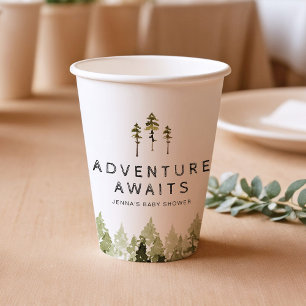 Gobelets En Papier JENNA Rustic Watercolor Pine Tree Baby shower
