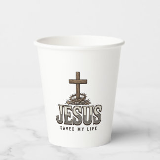 Gobelets En Papier Jésus a sauvé ma vie Gravure vintage Design chréti