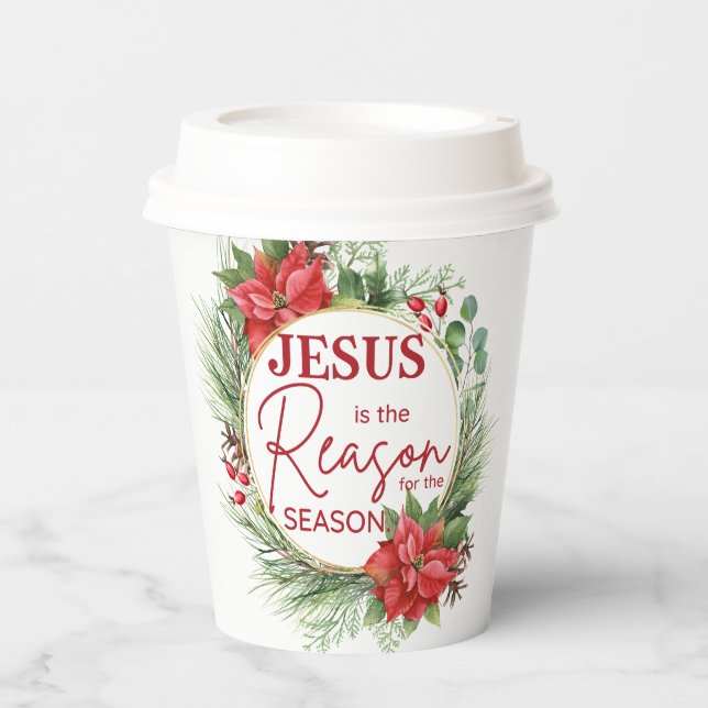 Gobelets En Papier Jésus est la raison de la saison Noël (Recto)