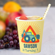 Joli Backhoe Jaune Garçons Anniversaire 3 ans Mote