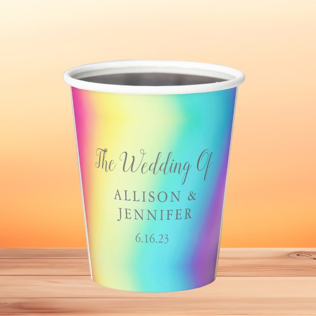 Gobelets En Papier Joli Mariage arc-en-ciel personnalisé (Créateur téléchargé)