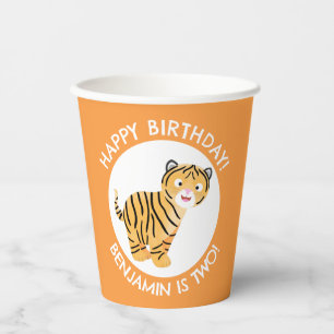 Gobelets En Papier Joli petit tigre personnalisé dessin animé anniver