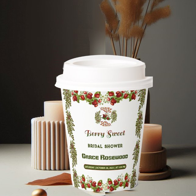 Gobelets En Papier Jolie automne feuillage automne Berry Fête des mar (Cute Fall Foliage Autumn Berry Sweet Bridal Shower Paper Cups)