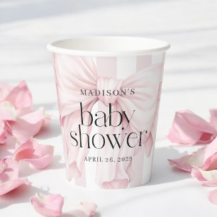 Gobelets En Papier Jolie Coquette Rose Bow Baby shower fille