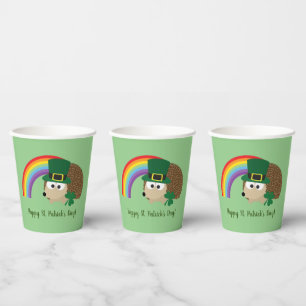 Gobelets En Papier Jolie Hedgehog Leprechaun Saint Patrick's Day