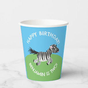 Gobelets En Papier Jolie zèbre personnalisées anniversaire de dessin