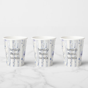 Gobelets En Papier Jolies rayures florales lavande et blanc pour une