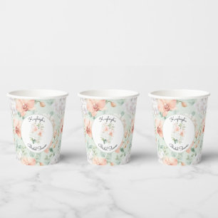 Gobelets En Papier Jolis Fleurs de Pêche à la Menthe Orchidée Lavage