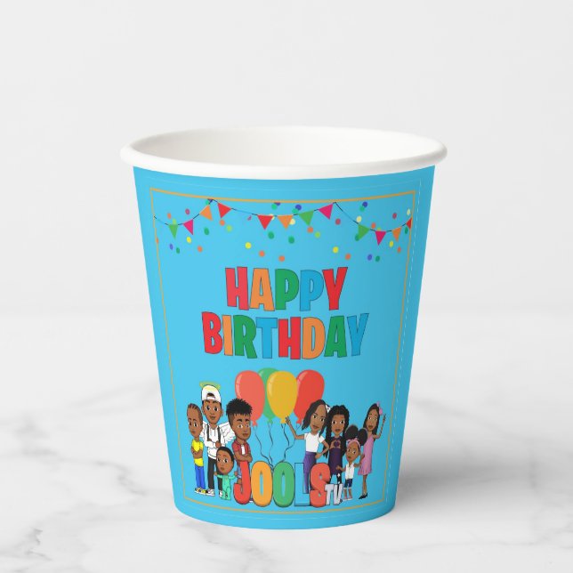 Gobelets En Papier JOOLS TV ®️ Blue 8 oz Coupes papier (Recto)