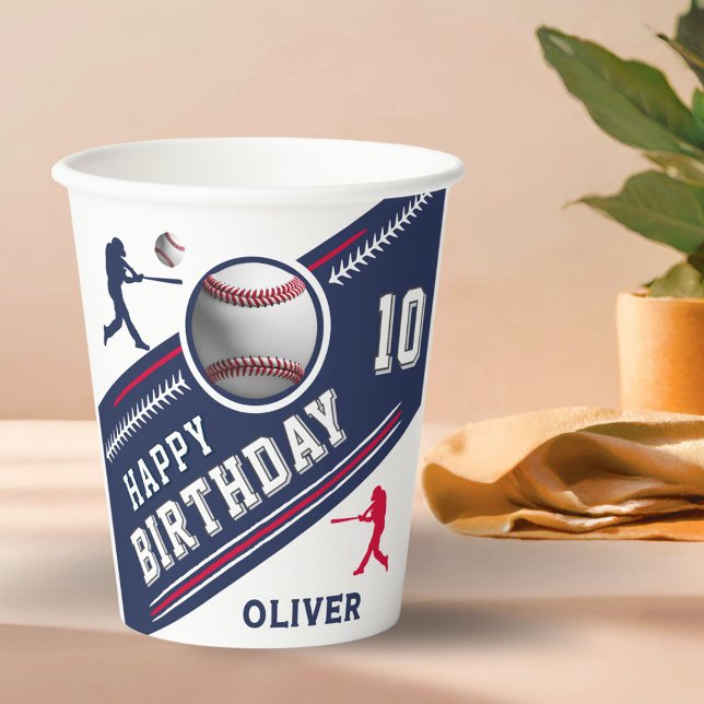 Gobelets En Papier Joueur de baseball Ball Jeu d'anniversaire à thème (Créateur téléchargé)