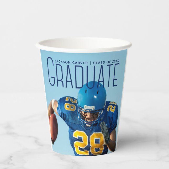 Gobelets En Papier Joueur de football photo fête de graduation person (Recto)