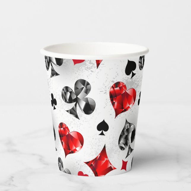 Gobelets En Papier Joueur de poker Joueur de cartes de jouer costumes (Recto)