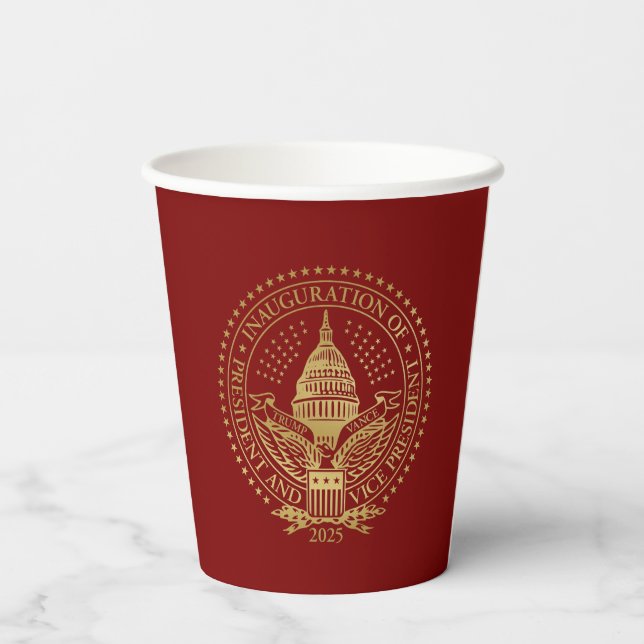 Gobelets En Papier Jour d'inauguration du logo de Trump Vance 2025 (Verso)