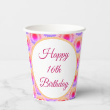 Joyeuse 16e tasse de papier anniversaire