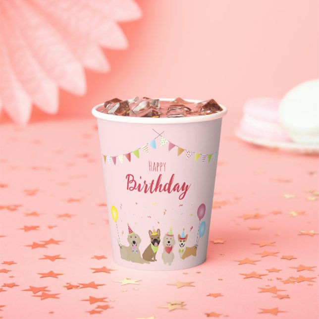 Gobelets En Papier Joyeuse fête des chiens d'anniversaire (Insitu)