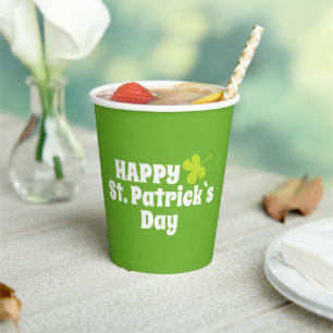 Gobelets En Papier Joyeuse Saint Patrick`s day Green Lucky Shamrock