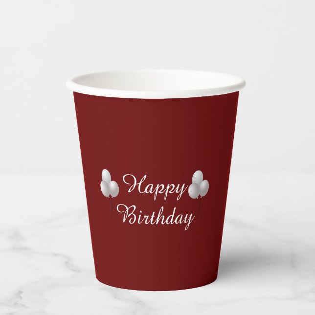 Gobelets En Papier Joyeuse tasse d'anniversaire avec ballons (Recto)