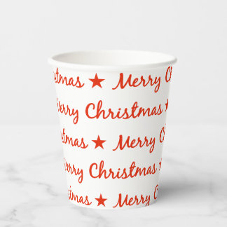 Gobelets En Papier Joyeuse typographie de Noël Motif blanc rouge