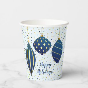 Gobelets En Papier Joyeuses fêtes Noël Ornements Bleu