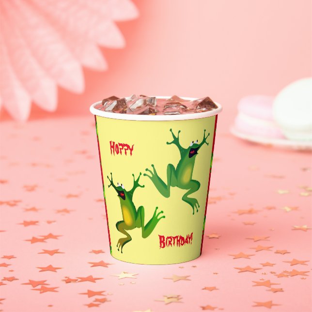 Gobelets En Papier Joyeuses tasses de papier de grenouille d'annivers (Insitu)