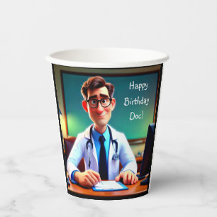 Gobelets En Papier Joyeuses tasses de papier Doc d'anniversaire