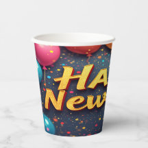 Joyeuses tasses de papier du Nouvel An