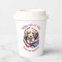 Joyeux 4 juillet Drapeau américain chiot mignon