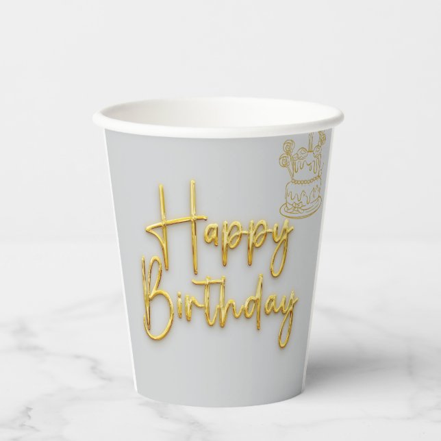 Gobelets En Papier Joyeux anniversaire (Recto)