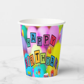 Gobelets En Papier Joyeux anniversaire Colorful Paper Party Cup