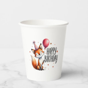 Gobelets En Papier Joyeux Anniversaire - Cute Fox tasses de papier