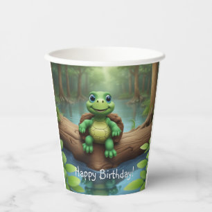 Gobelets En Papier Joyeux anniversaire de la tortue