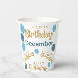 Gobelets En Papier Joyeux anniversaire Décembre anniversaires Coupe p