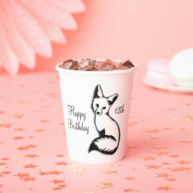 Gobelets En Papier Joyeux anniversaire Fox w Age (Insitu)