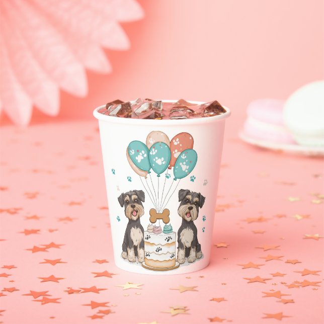 Gobelets En Papier Joyeux Chiens Schnauzer (Insitu)