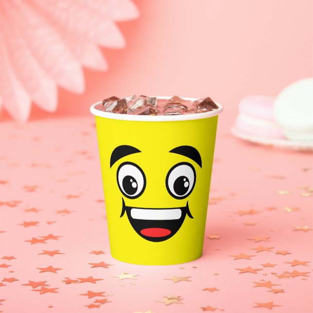 Gobelets En Papier Joyeux Emoji Face Coupes de papier personnel (Insitu)