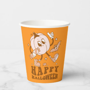 Gobelets En Papier Joyeux Halloween  Citrouille de points de Polka ré