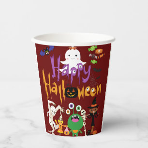 Gobelets En Papier Joyeux Halloween Enfants mignonnes et Éffrayants