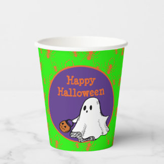 Gobelets En Papier Joyeux Halloween Gentil Fantôme Soirée Trick or Tr