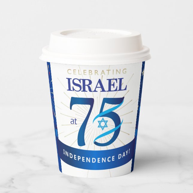 Gobelets En Papier Joyeux Israel Independence Day 75 Blue Star David (Gauche)