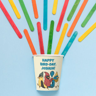 Gobelets En Papier Joyeux Jour des Oiseaux Cartoon Oiseaux à thème An