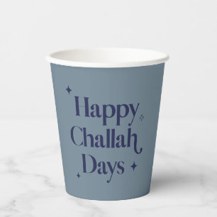 Gobelets En Papier Joyeux Jours de Challah Bleu Hanoukka