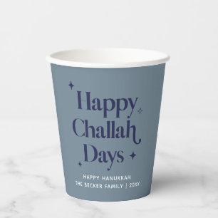 Gobelets En Papier Joyeux Jours de Challah Bleu Hanoukka