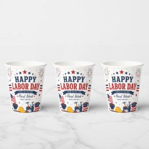 Gobelets En Papier Joyeux Labor Day Tasses en Papier Patriotiques pou