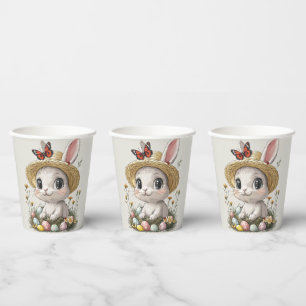 Gobelets En Papier Joyeux Lapin de Pâques Œufs Coccinelle Papillons