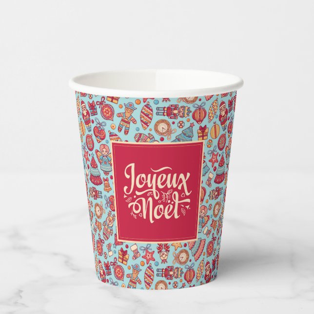 Gobelets En Papier Joyeux Noel français Joyeux Noël folk art chic (Gauche)